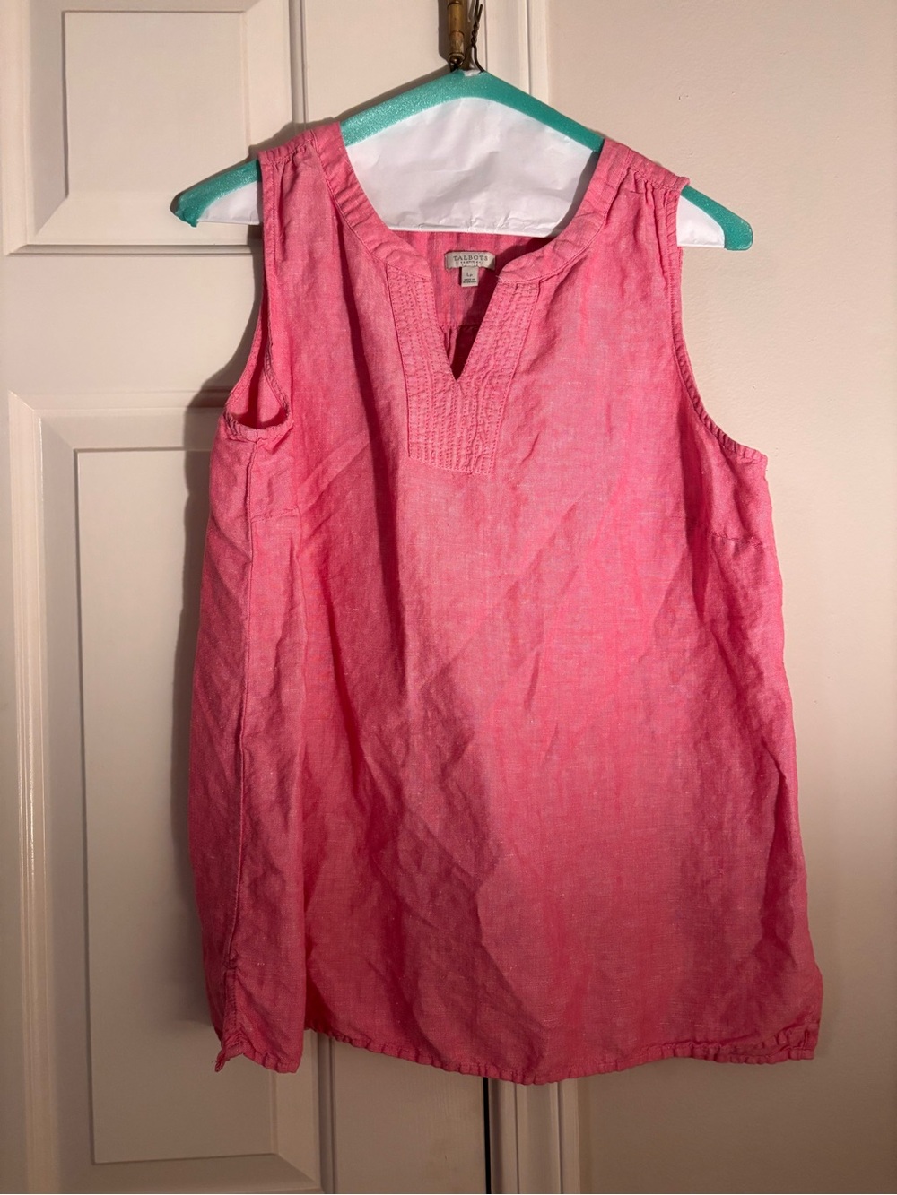 Talbots Pink Sleeveless Split V-Neck Tank